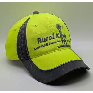 RURAL KING Neon Yellow Ball Cap Hat Baseball Adjustable Strap Farm & Home Store